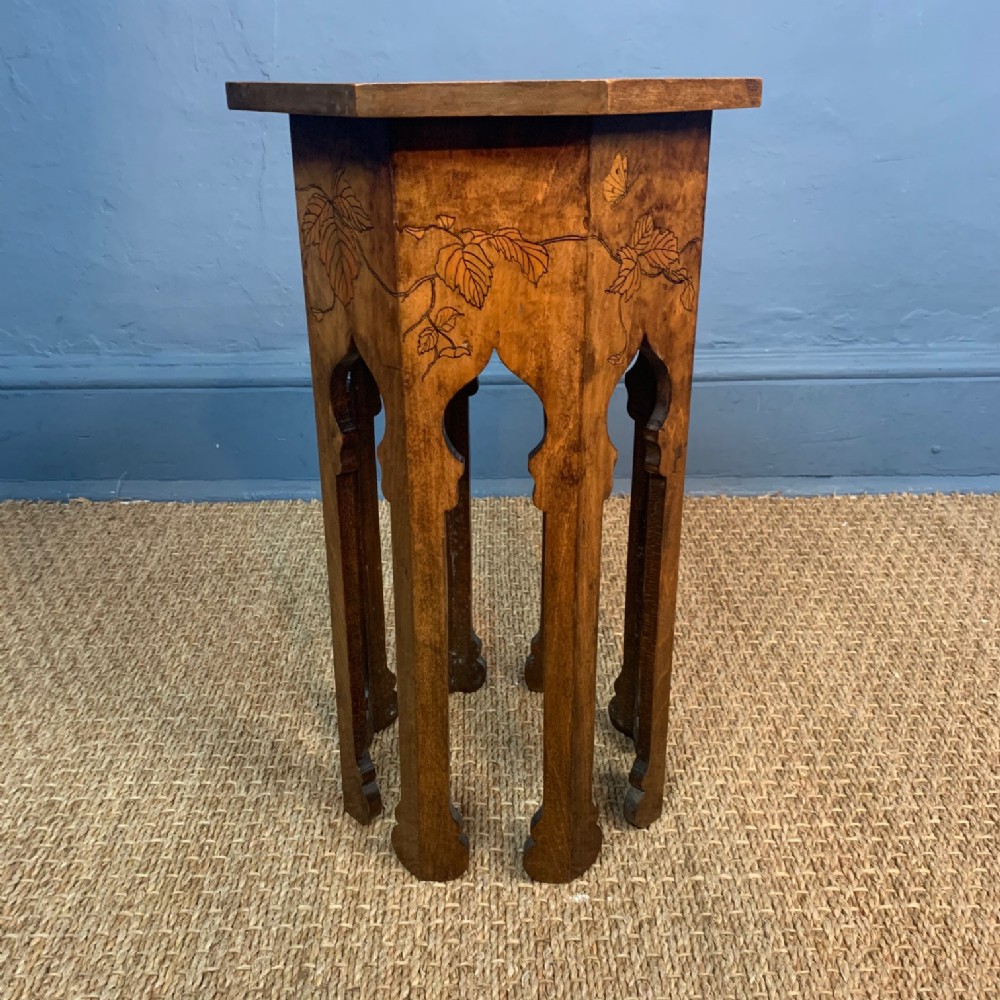 A late Victorian octagonal small walnut table circa 1900 in Moorish style