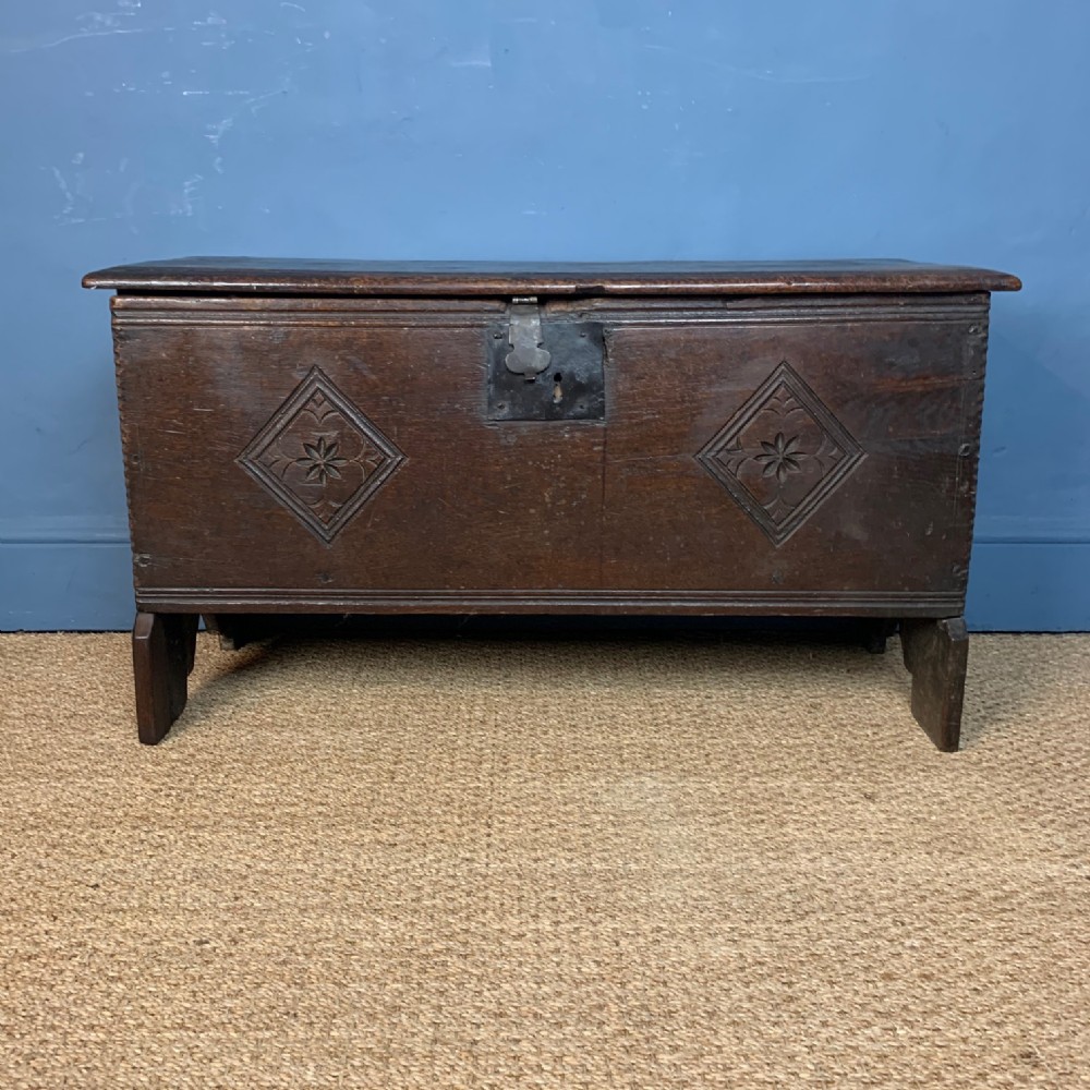 A small mid 17th c West Country oak coffer circa 1670