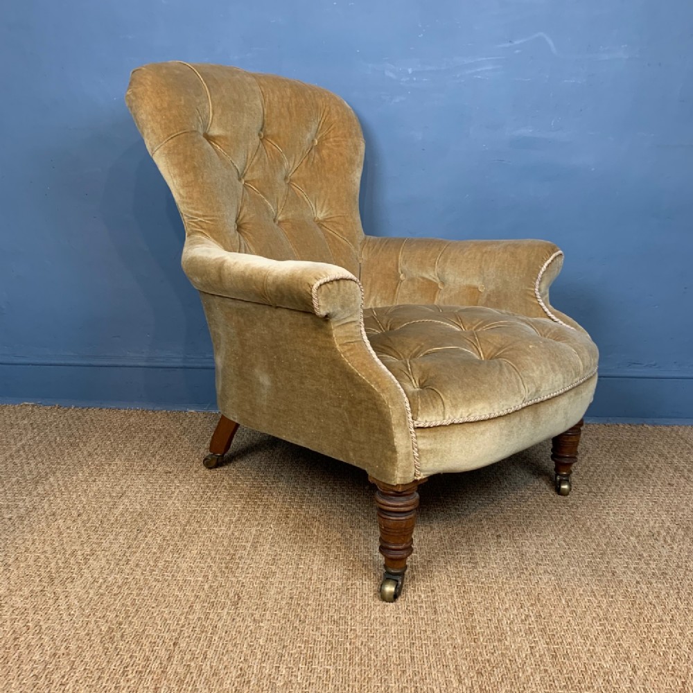 An early Victorian spoon back library chair circa 1870