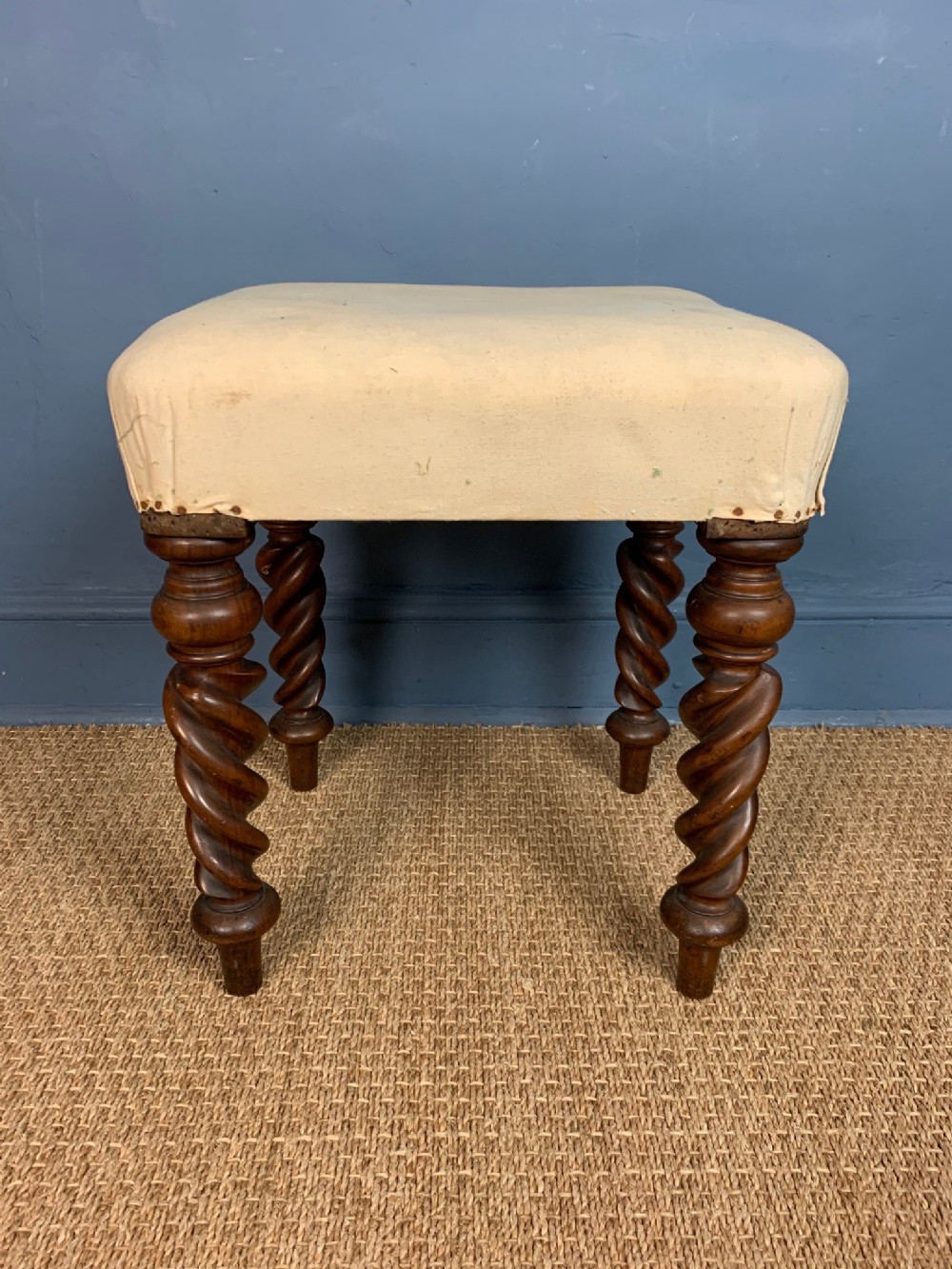 A mid 19th century walnut barley twist stool circa 1850