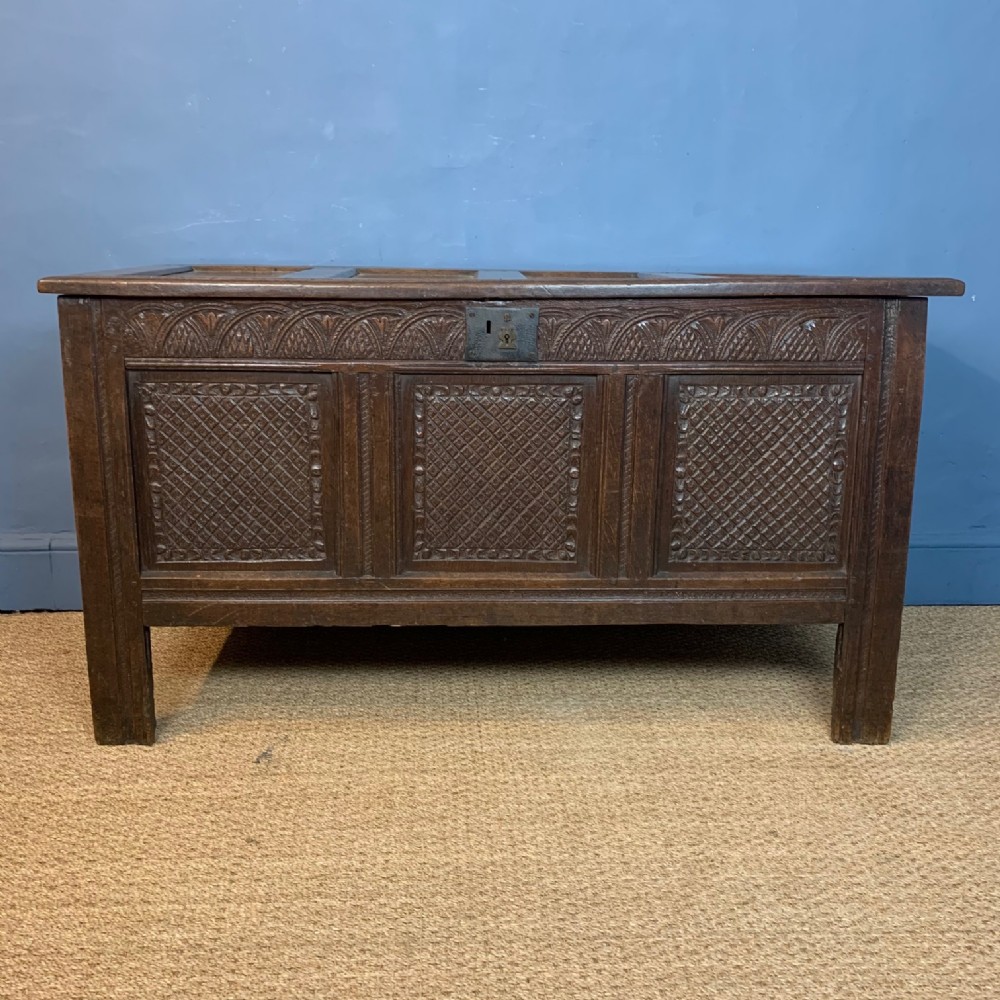A Charles 11 oak West Country coffer circa 1670