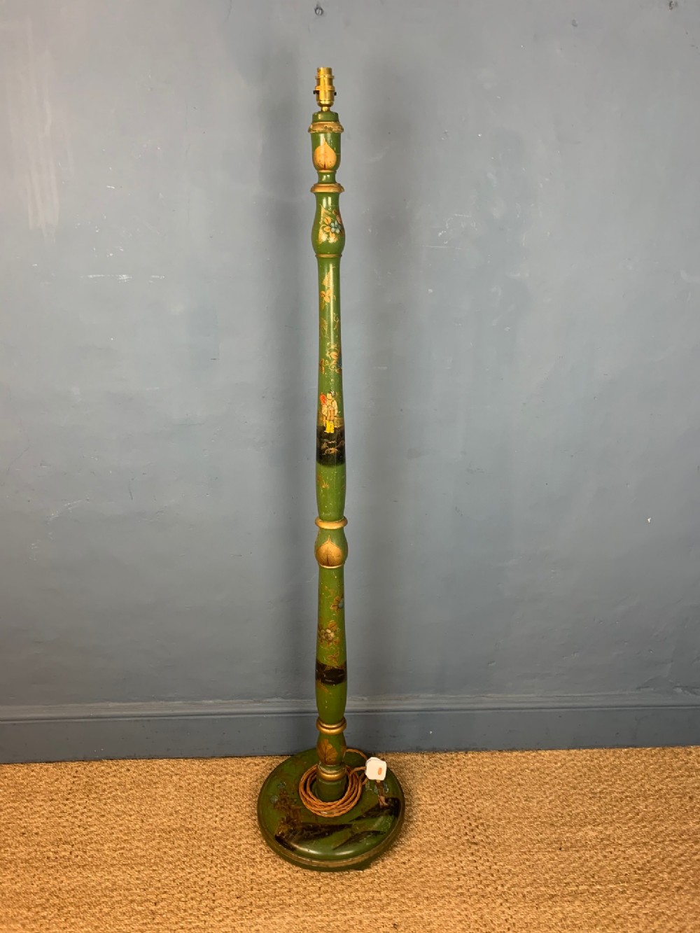 A Chinoiserie Green Lacquer standard lamp circa 1920. 