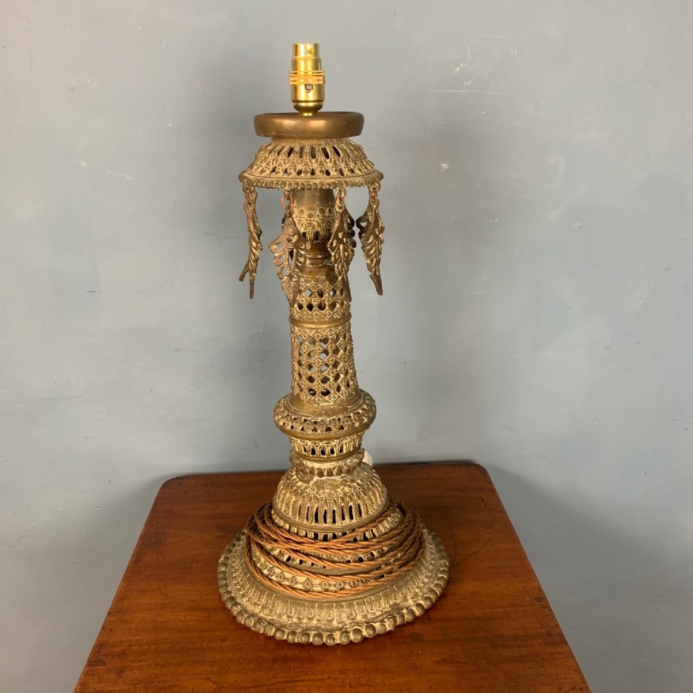 An unusual Anglo Indian brass lamp circa 1900