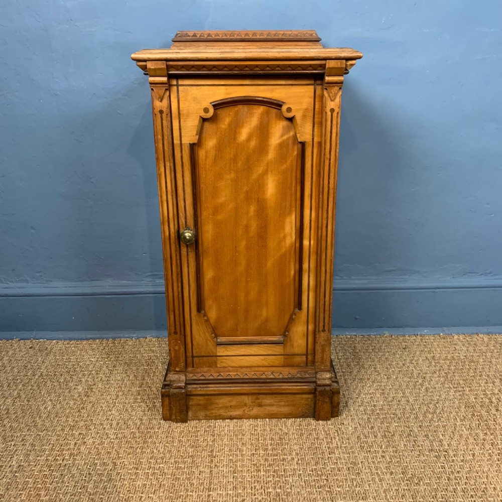 A Victorian satinbirch bedside table c 1880 by Hindley and Son 
