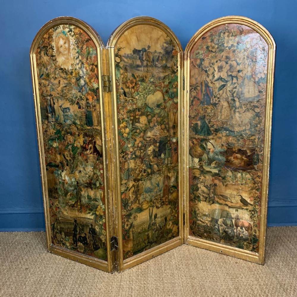 A mid Victorian 3 fold giltwood screen circa 1860 