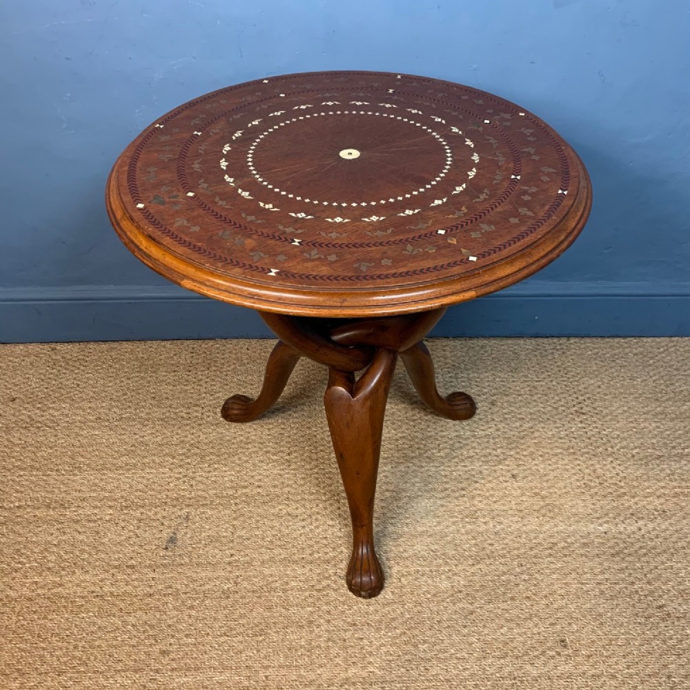 A large and rare Hoshiarpur teak inlaid table circa 1910