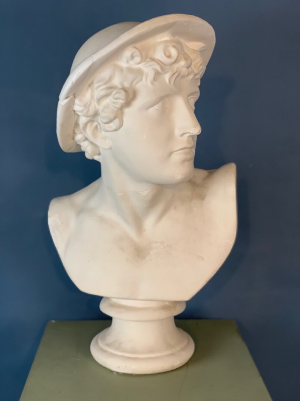 A late 19th c plaster bust of Mercury after the Antique c 1900