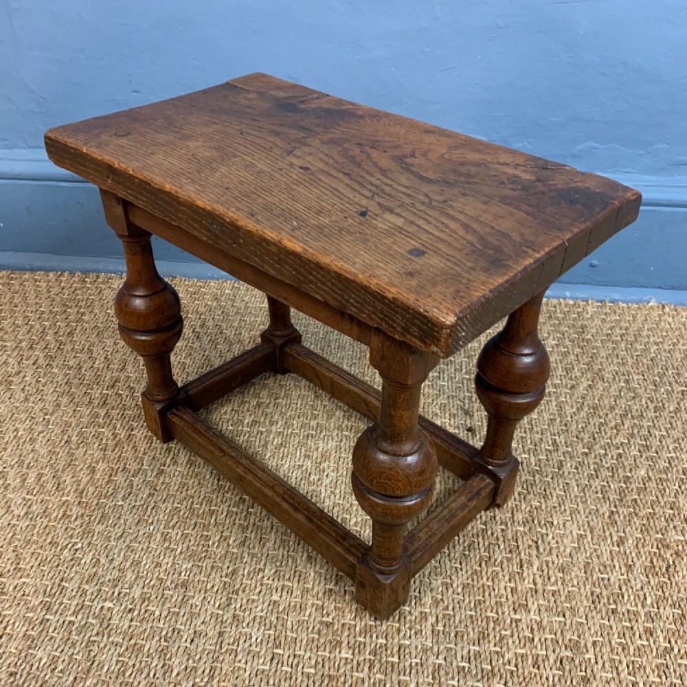 A late 19th c oak stool c 1890 in William and Mary style
