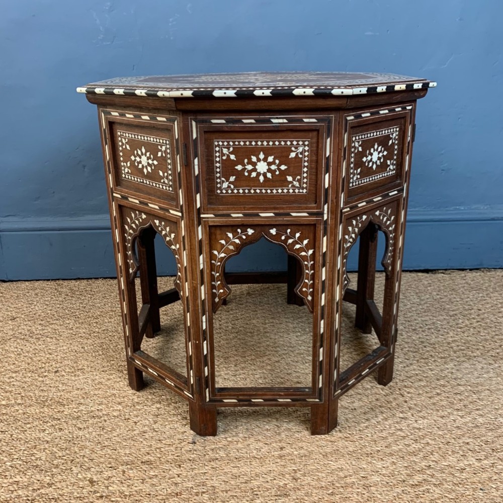 A Hoshiarpur bone inlaid octagonal table Northern India circa 1890 