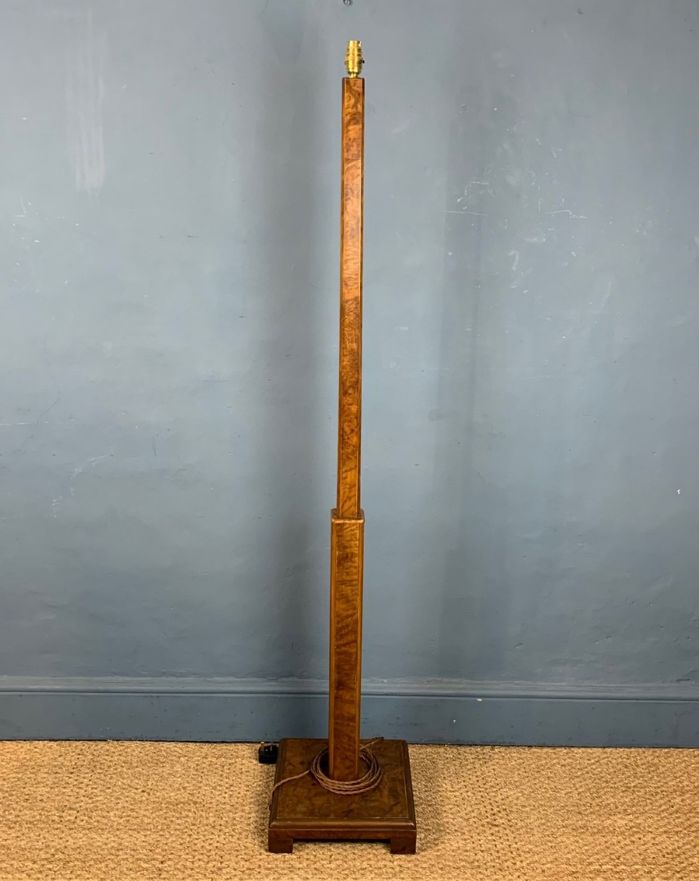 An English Art Deco walnut standard lamp circa 1925 