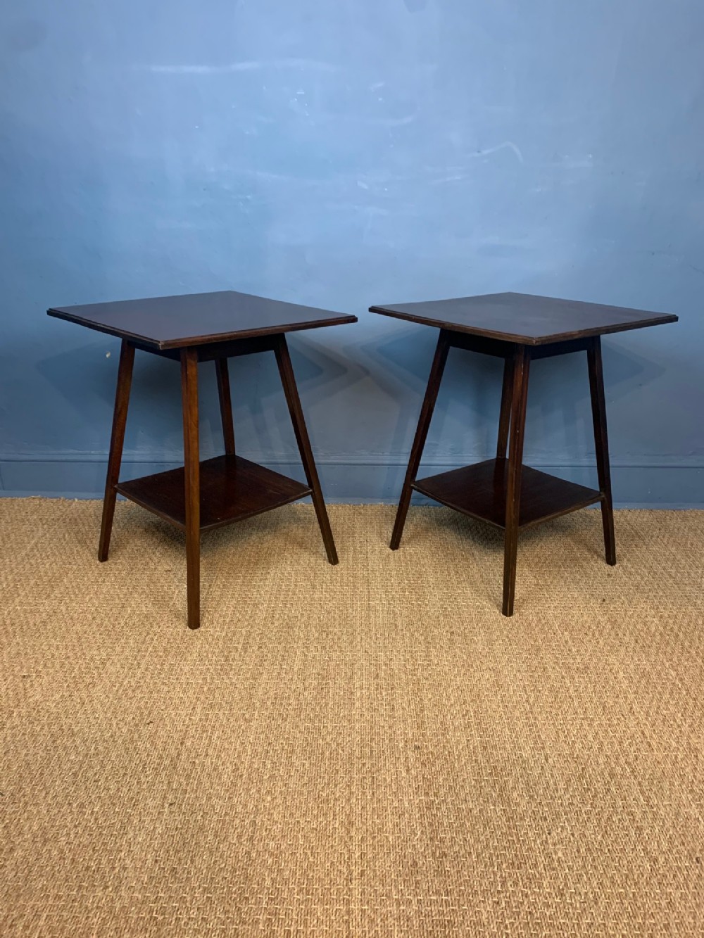 A pair of Aesthetic Movement mahogany 2 tier tables circa 1890.