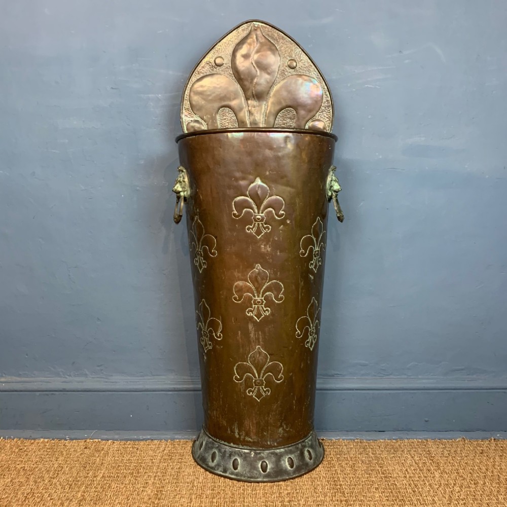A large late Victorian copper stick stand circa 1900 