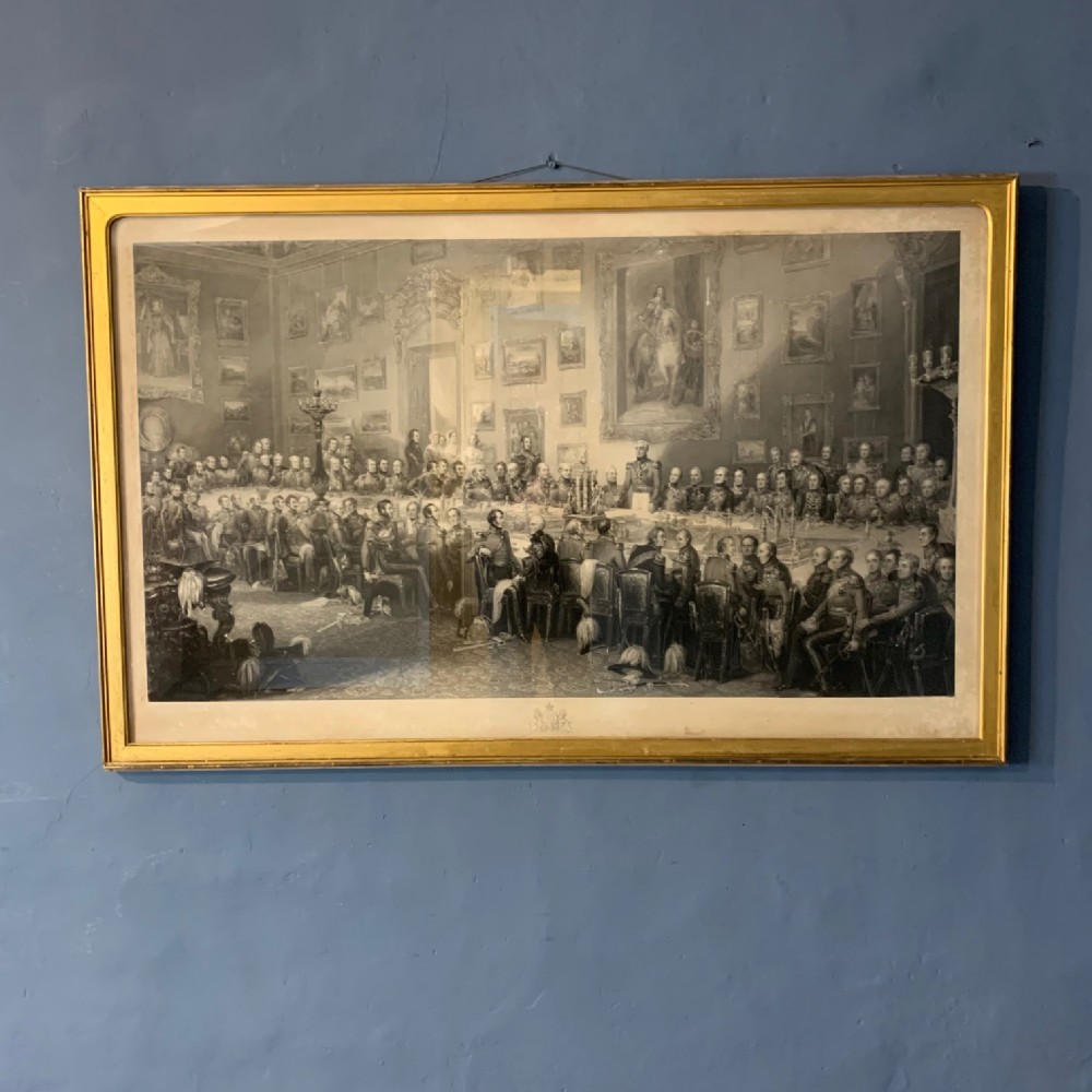 A large early 19th century engraving of the Wellington Banquet 