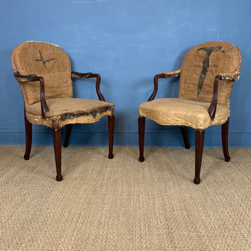 A pair of George 111 Adam period mahogany armchairs c 1775