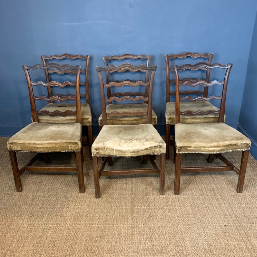 A set of 6 George 111 mahogany ladder back dining chairs  circa 1770 