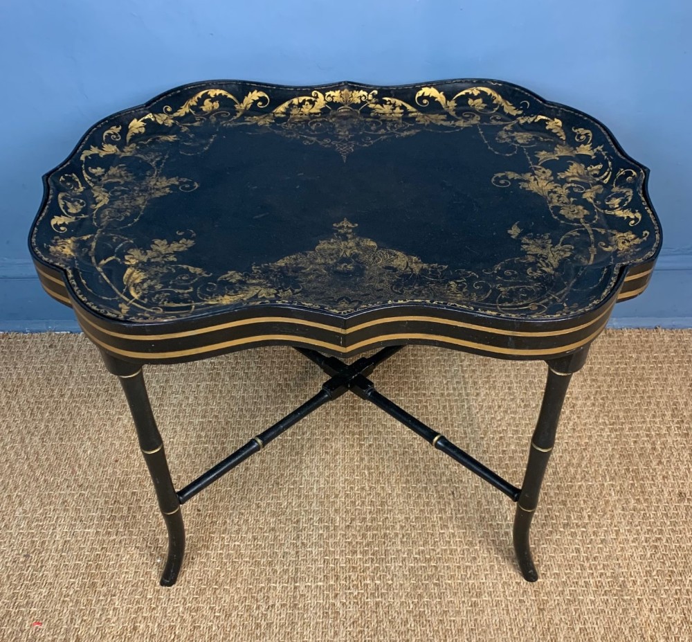 A large late Regency papier-mâché tray circa 1830 