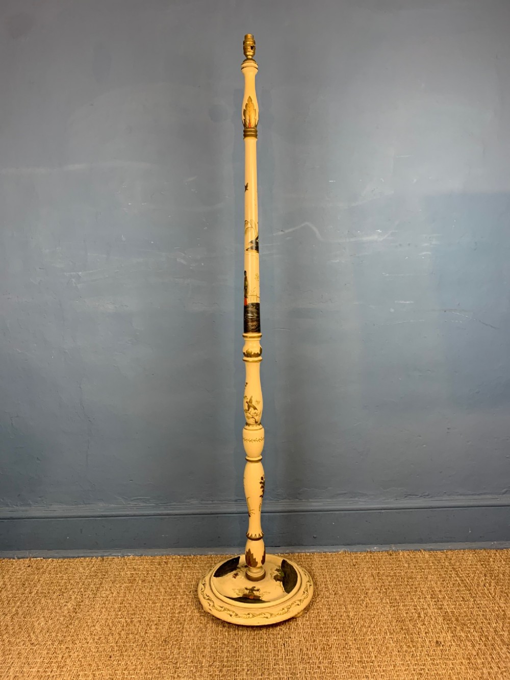 An Edwardian ivory ground Chinoiserie standard lamp circa 1910 i