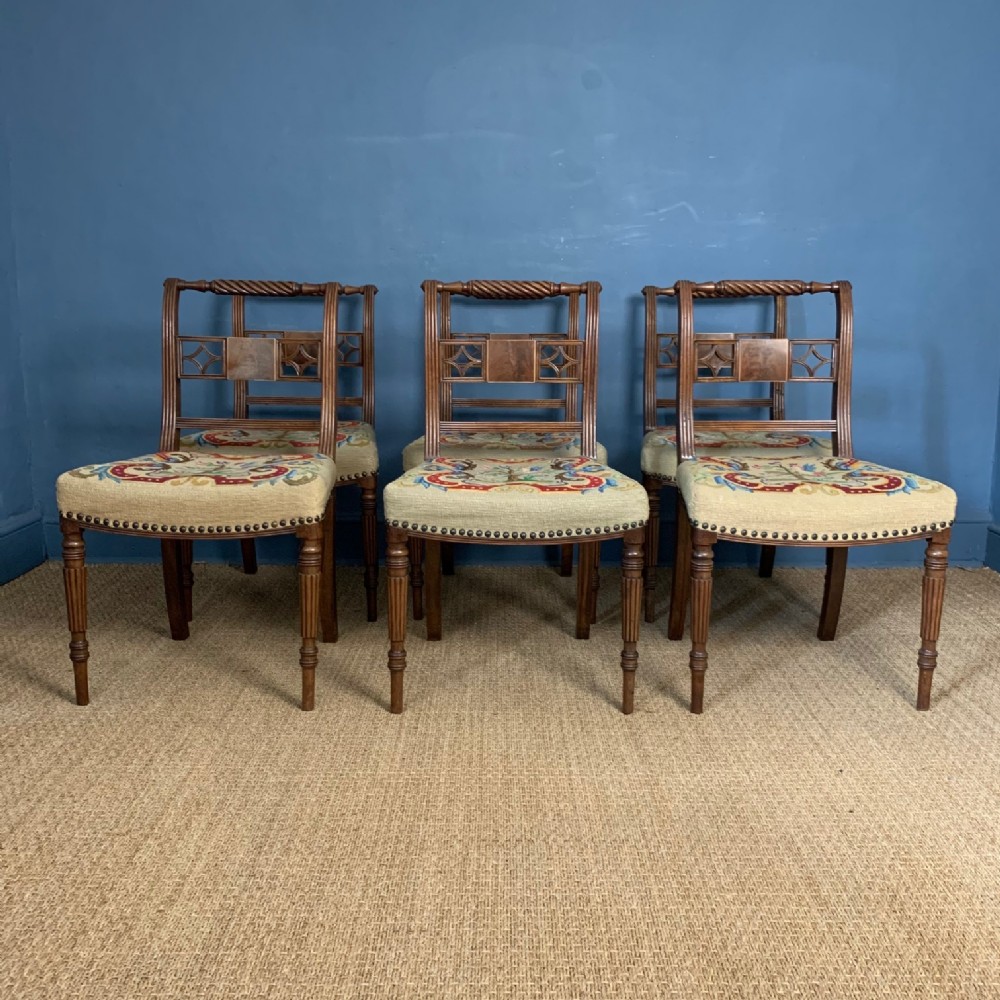 A set of 6 George IV mahogany dining chairs circa 1825