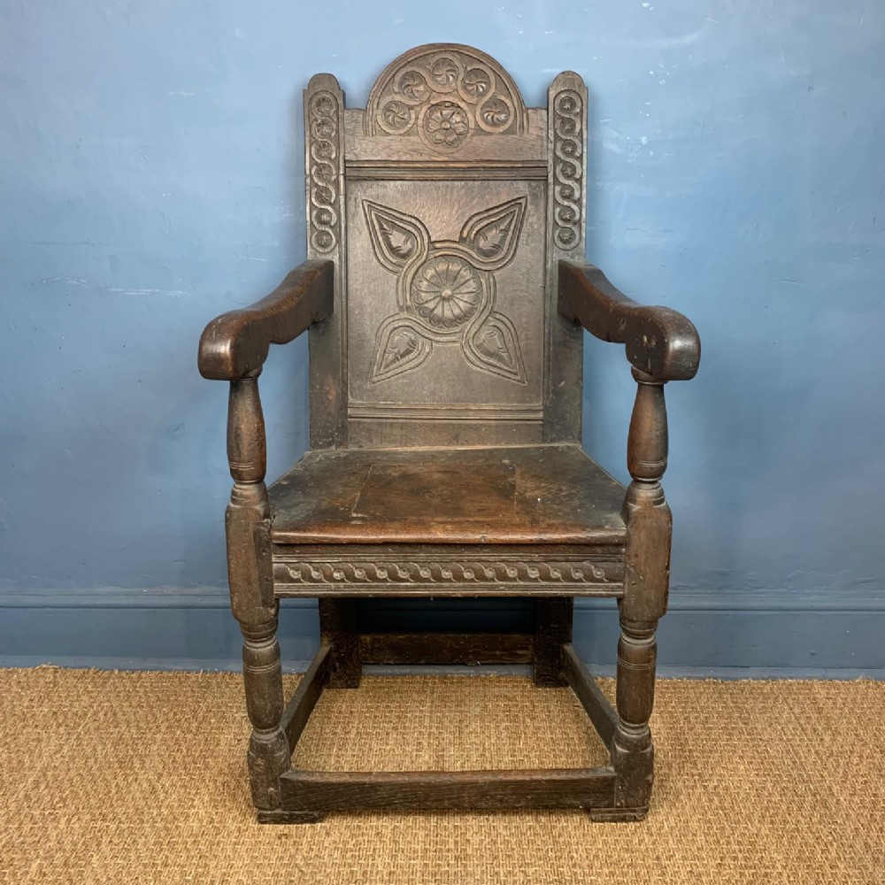  A rare Charles 11 North Country oak wainscot chair circa 1670