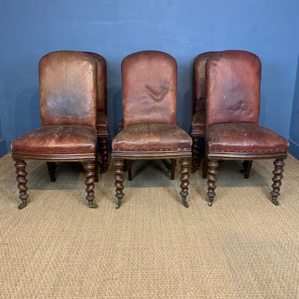 A set of 6 Victorian oak dining chairs circa 1860