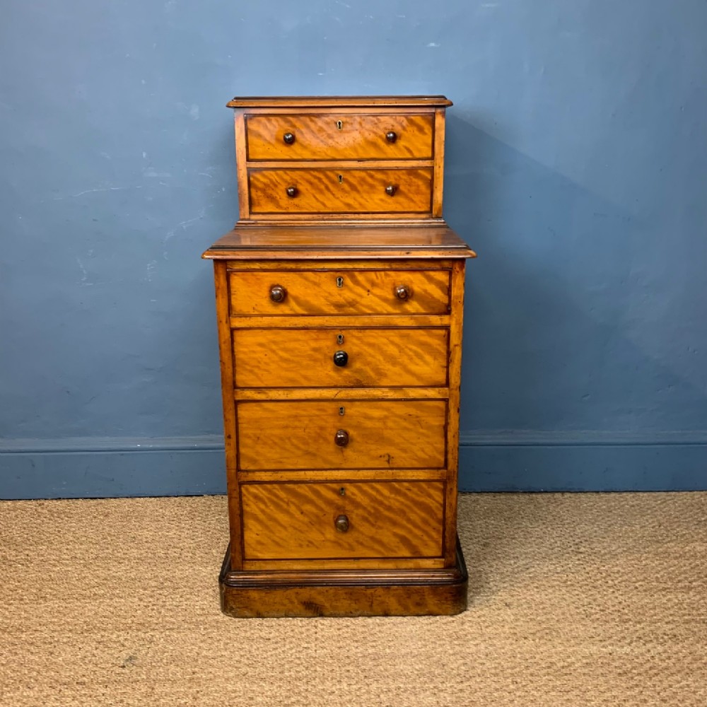An unusual Victorian satin birch pedestal cabinet circa 1870