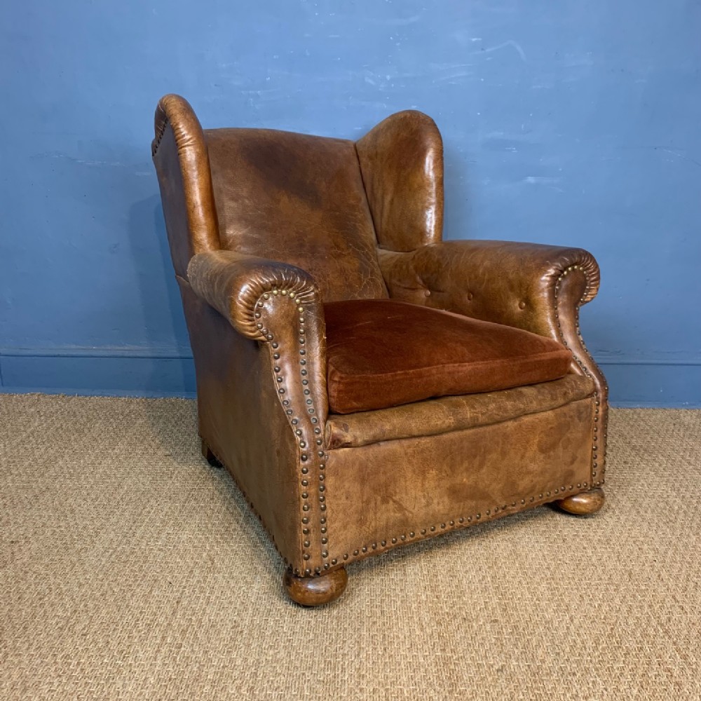 An Edwardian leather armchair circa 1910