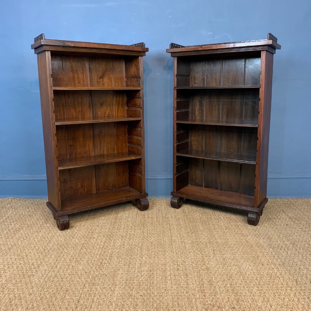 A pair of Anglo Indian rosewood open bookcases circa 1920