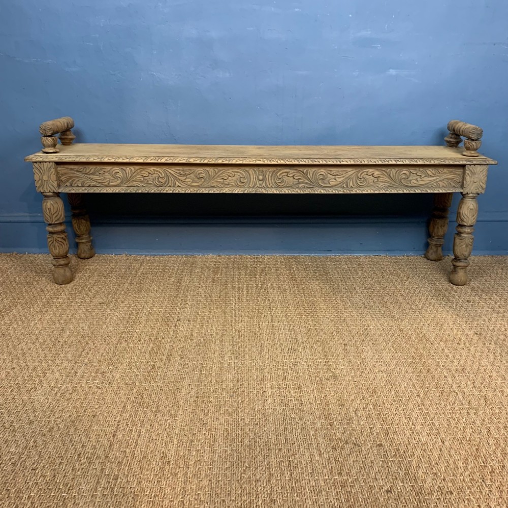 A late Victorian bleached oak window or hall bench circa 1900