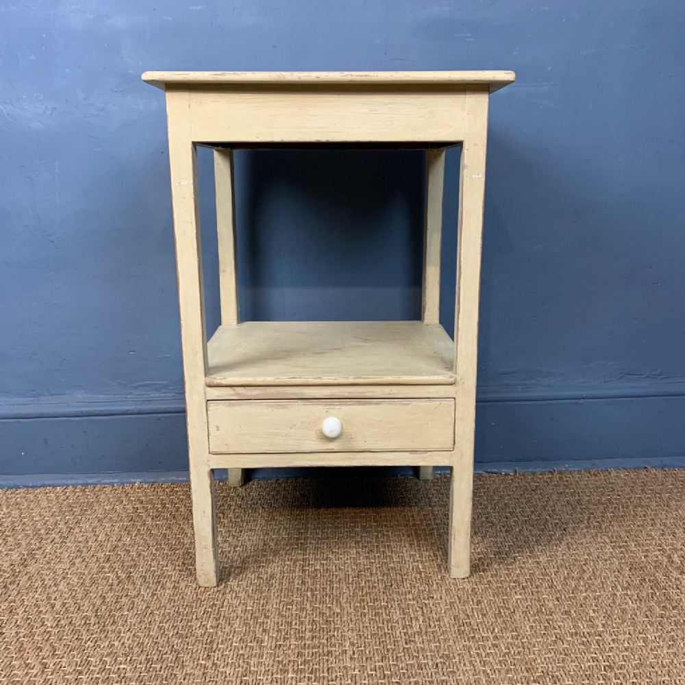 A late Georgian painted pine 2 tier bedside table circa 1830 