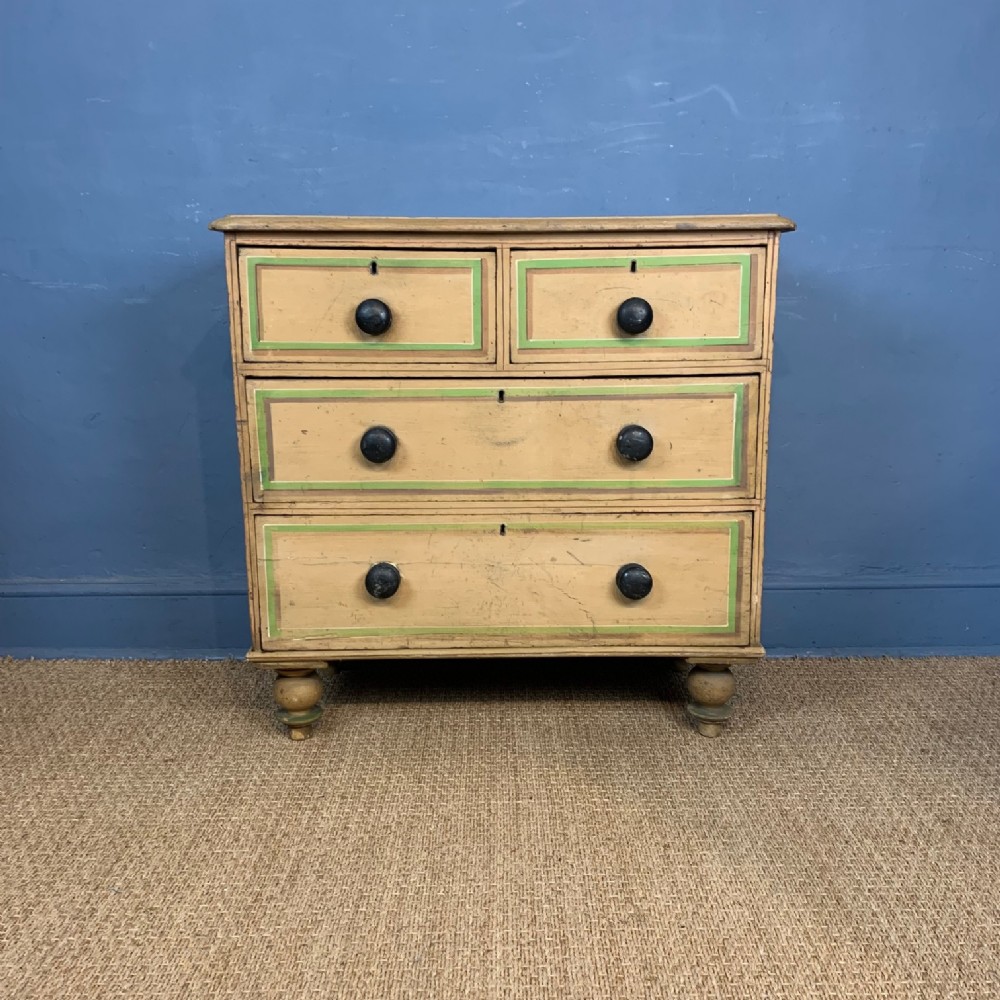 A small early Victorian painted pine chest of drawers circa 1850