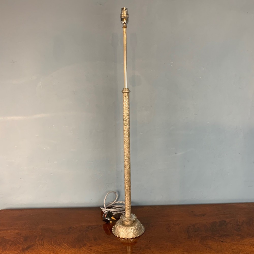An Anglo-Indian silver metal telescopic table lamp circa 1910