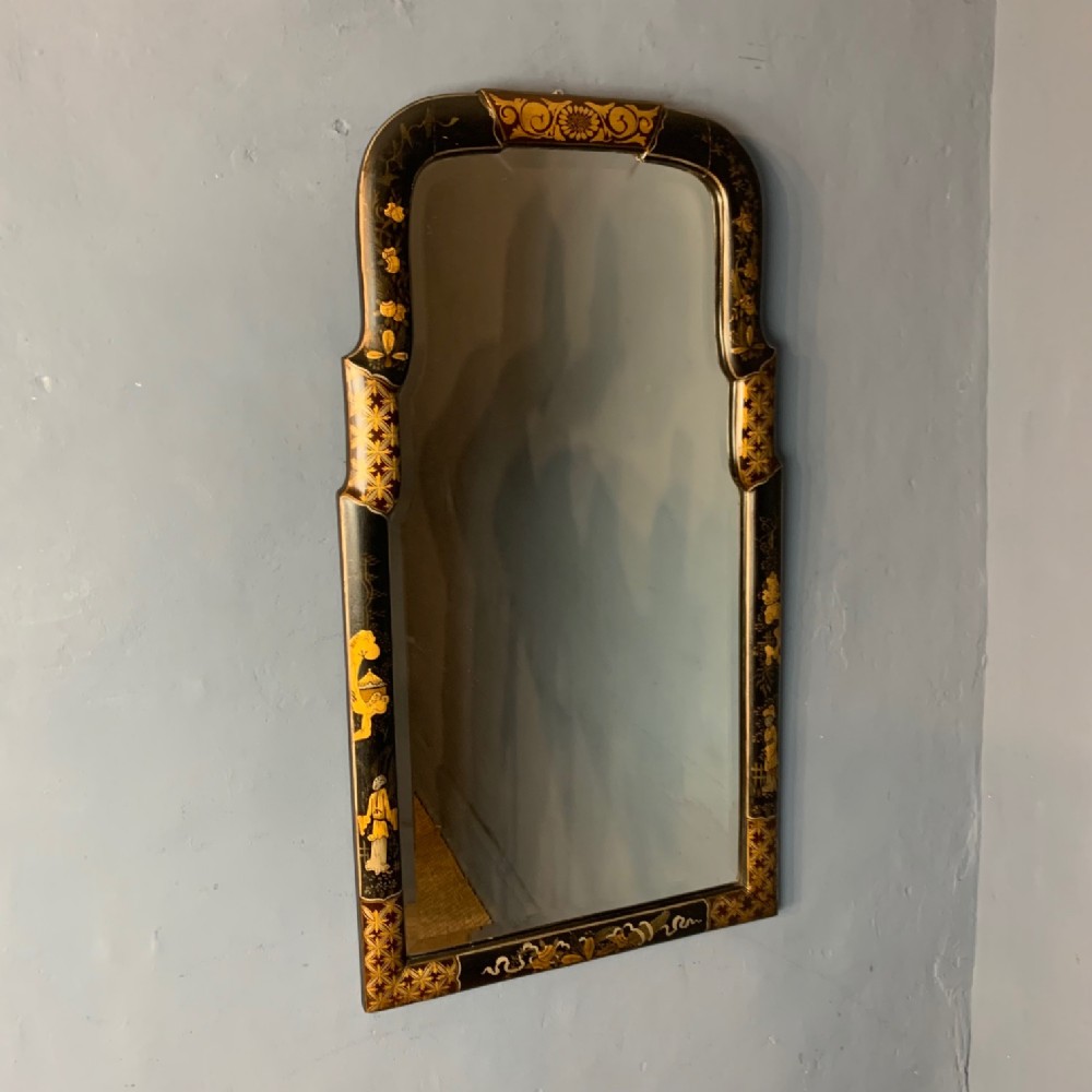 A Queen Anne style chinoiserie wall mirror circa 1910