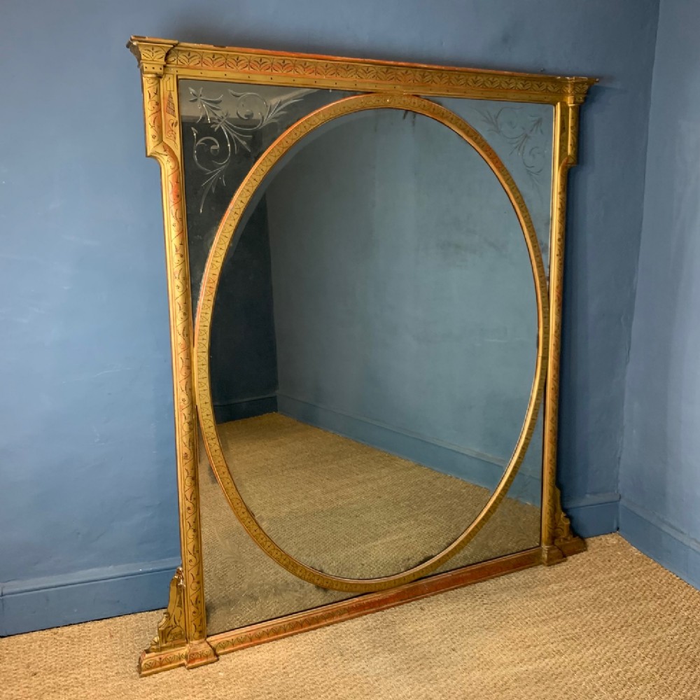 A rare Aesthetic Movement gilt overmantel mirror of large size circa 1870 