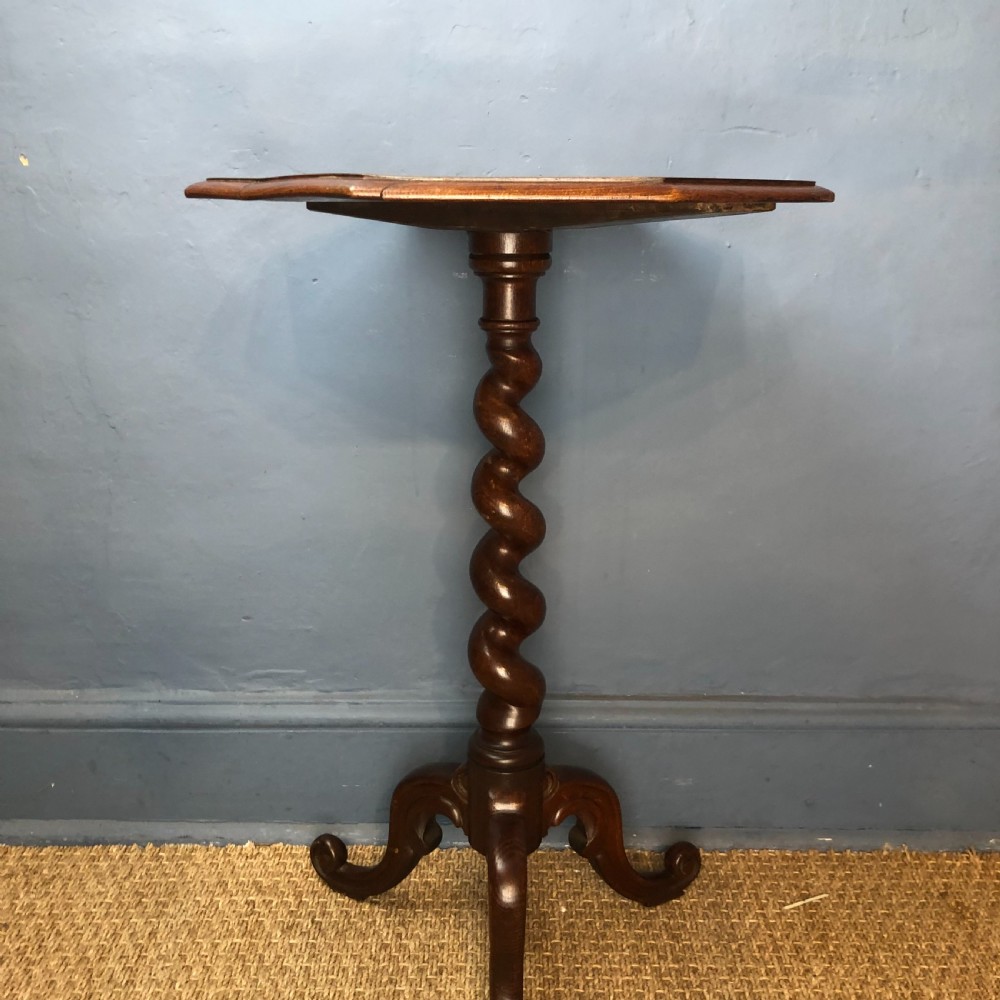 A mid 19th C oak and specimen wood tripod table circa 1860 View II
