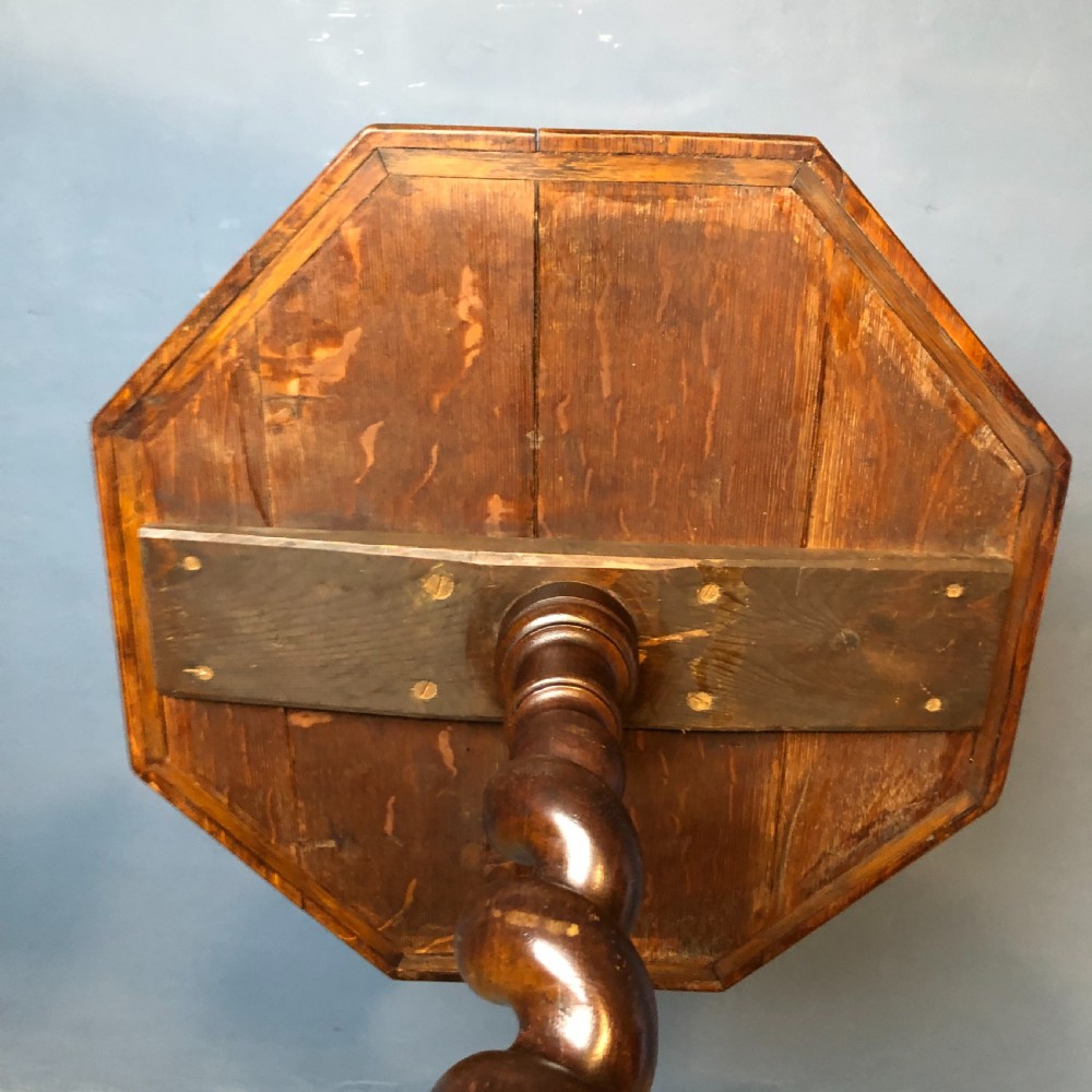 A mid 19th C oak and specimen wood tripod table circa 1860 View V
