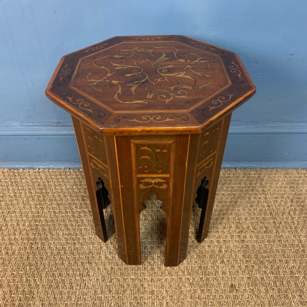A Liberty & Co octagonal marquetry table in Moorish style, circa 1890