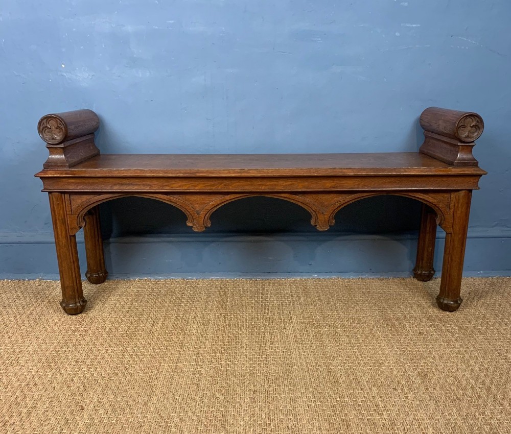 A George IV gothic oak window seat circa 1830 in the style of William Porden