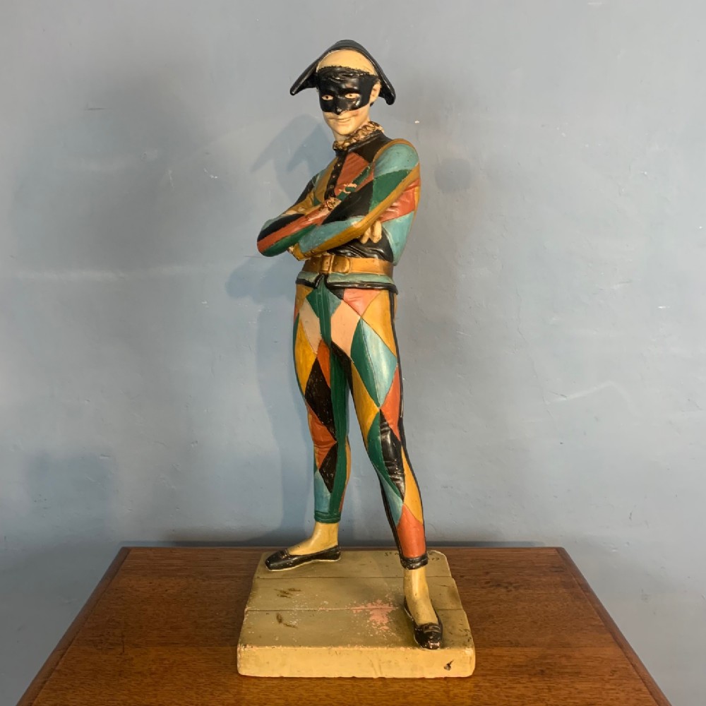 A large polychrome painted plaster figure of a jester by Charles René de Saint Marceaux (French 1845-1915).