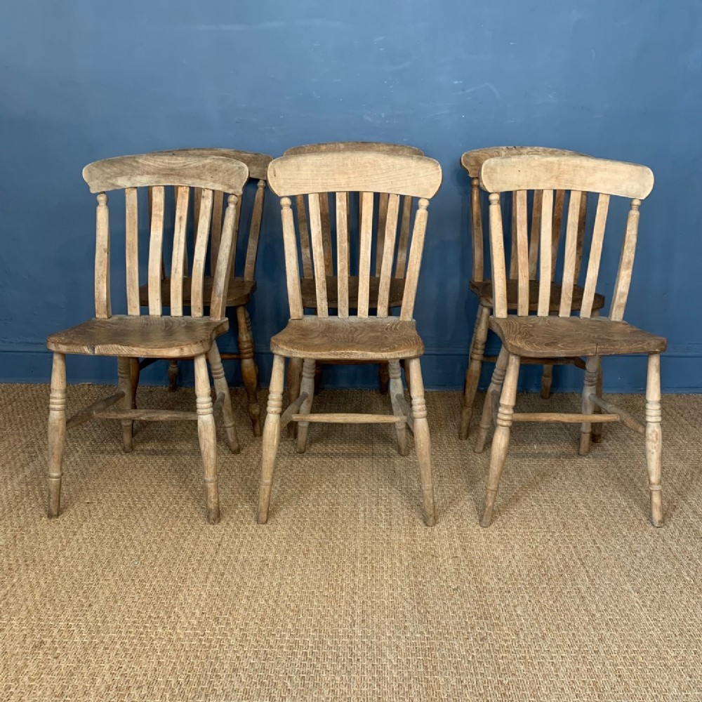 A set of six bleached elm Oxford Bar Back Windsors circa 1900.
