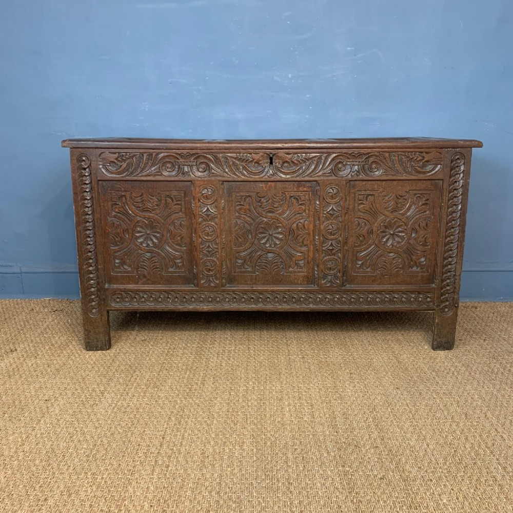 A Charles 11 carved oak coffer Somerset circa 1670 