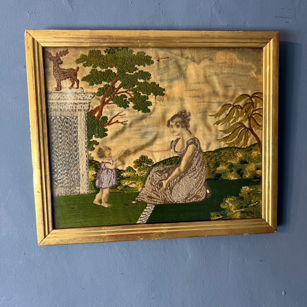 A Regency silk work embroidered picture circa 1810