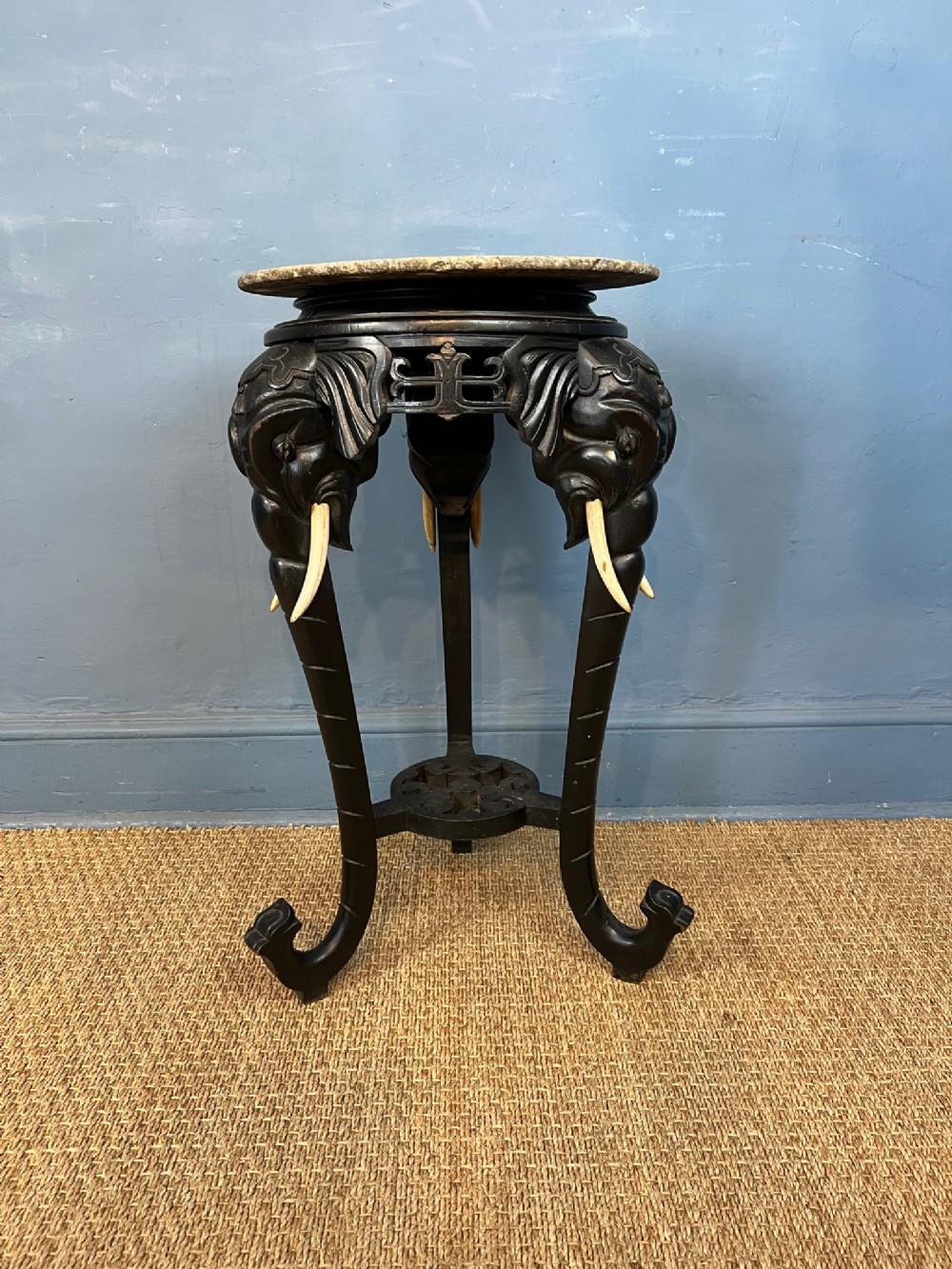An Anglo Indian Blackwood elephant table Bombay circa 1900