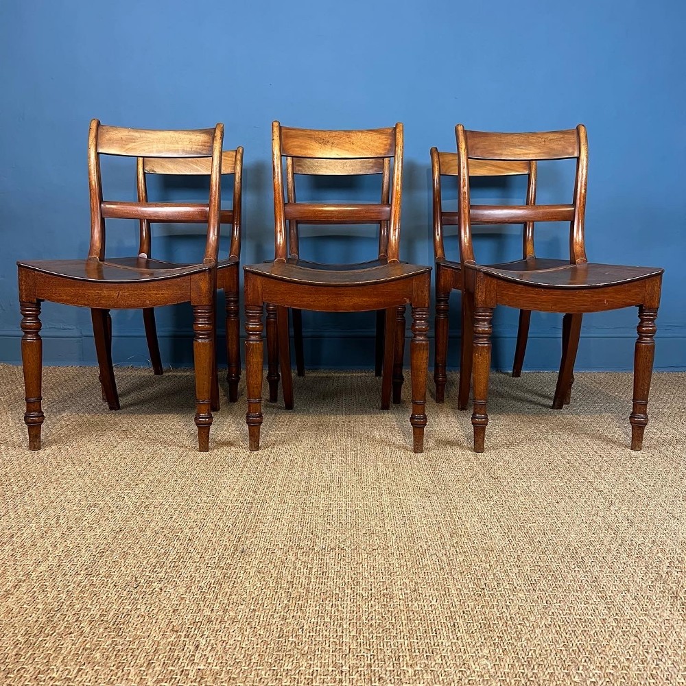 A good set of 6 William IV faded mahogany kitchen chairs circa 1835