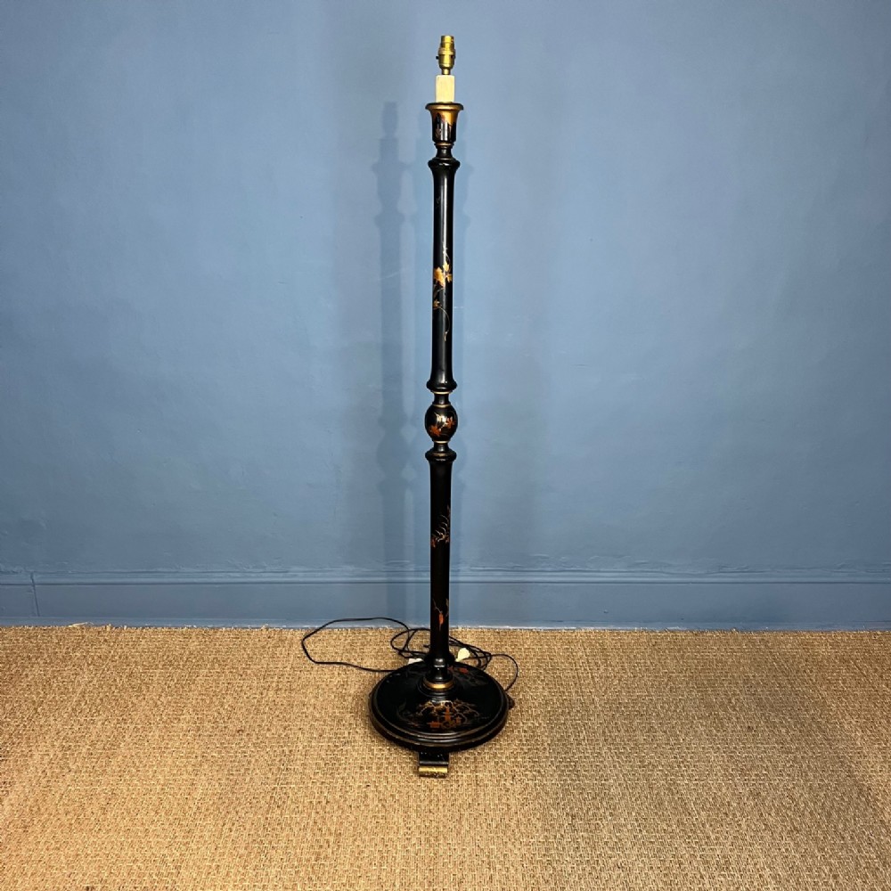 An Edwardian chinoiserie lacquer standard lamp circa 1910 