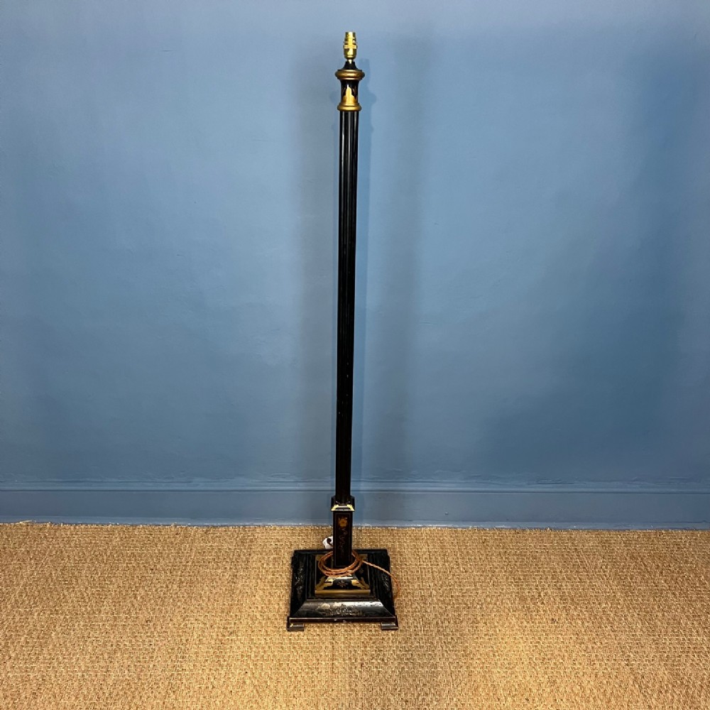 An Edwardian chinoiserie lacquer standard lamp circa 1910 