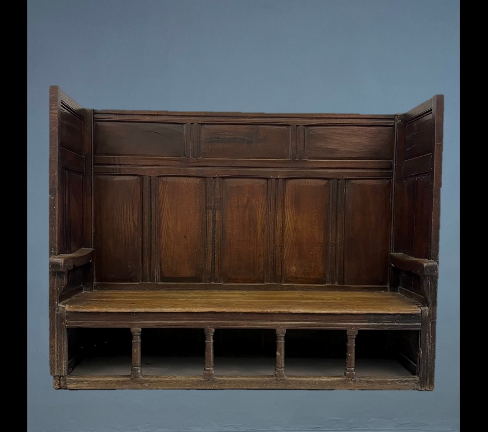 A Queen Anne oak settle circa 1710 View II