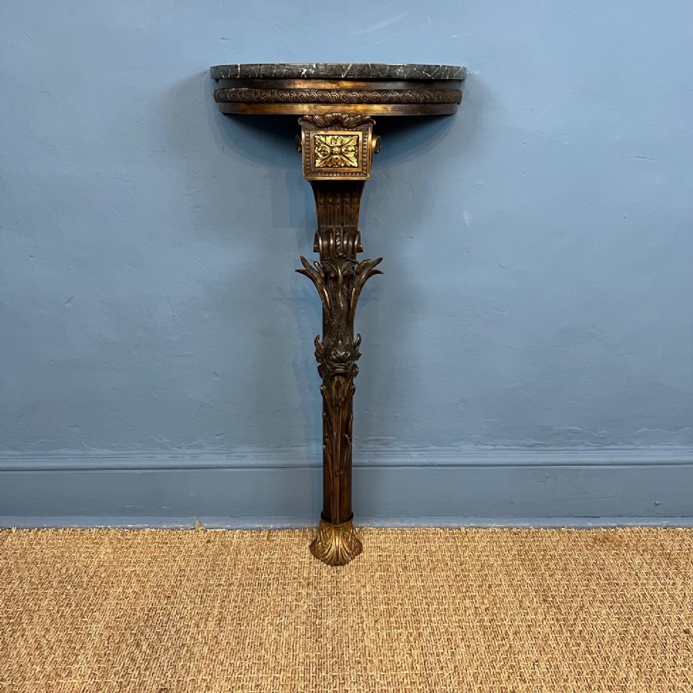 A rare late 19th c bronze ormolu and marble top small console table circa 1875