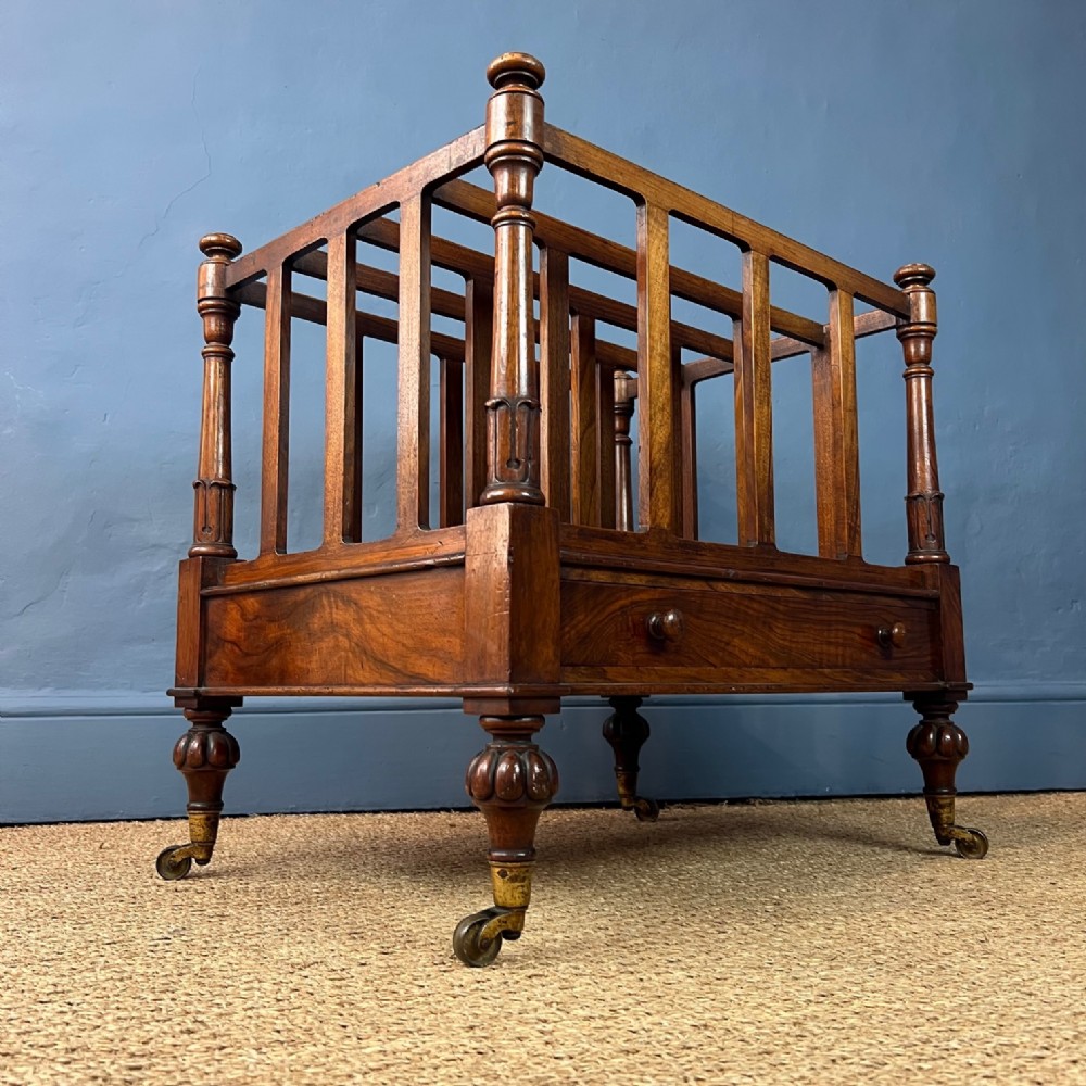 A large George IV Gillows walnut Canterbury circa 1830 