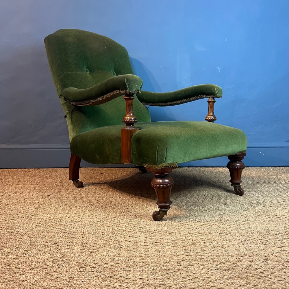 A Victorian walnut open armchair circa 1880 