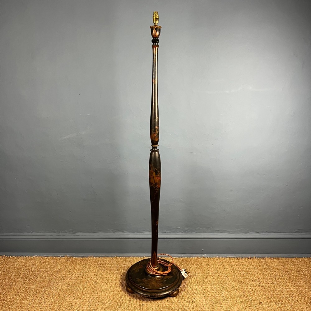An Edwardian chinoiserie lacquer standard lamp circa 1910. 